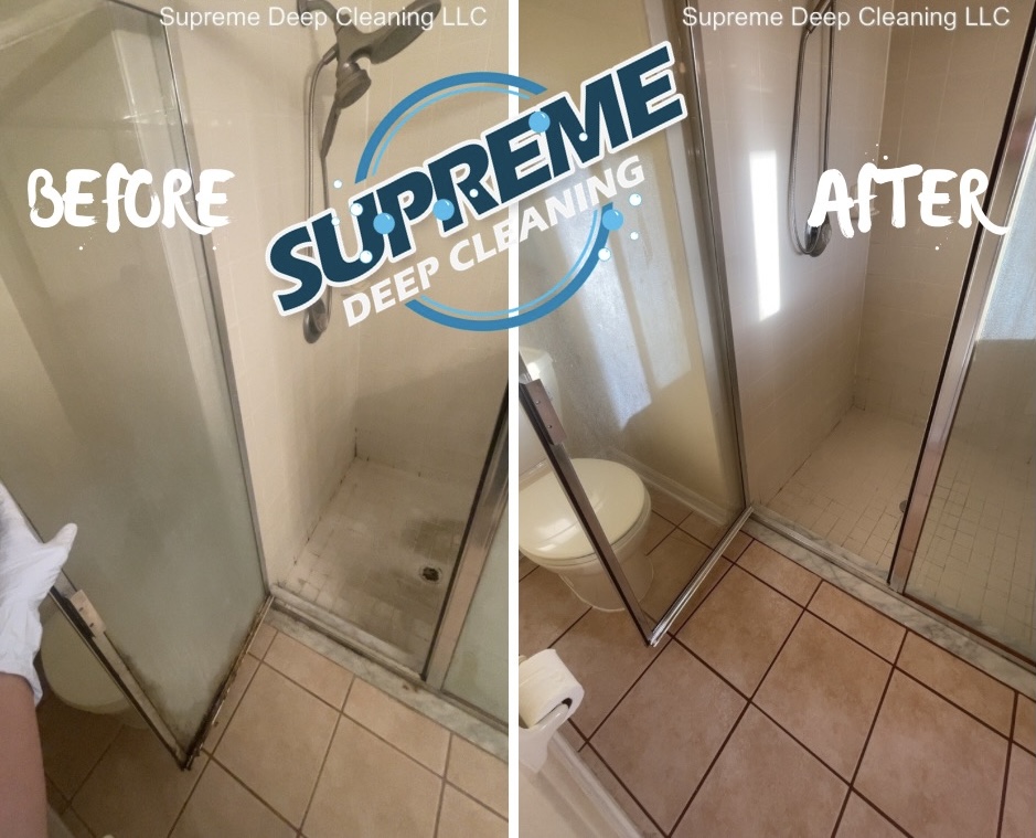Shower deep cleaning — before and after