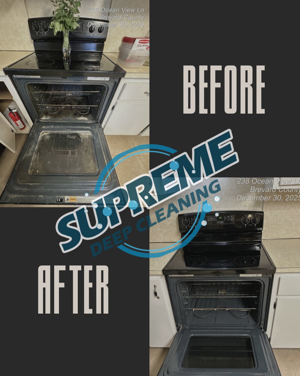 Oven and cooktop — before and after
