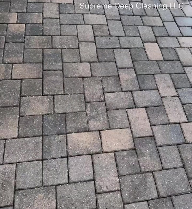 Paver pool deck after a pressure wash